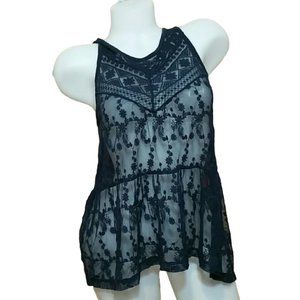 Express Navy Lace Camisole Tank Top Swimsuit CoverUp XS